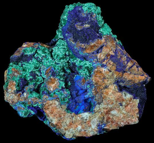Azurite and Malachite on Fluorite and Barite - Morocco #57026